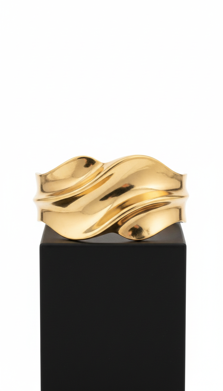 Sculptural gold cuff bracelet