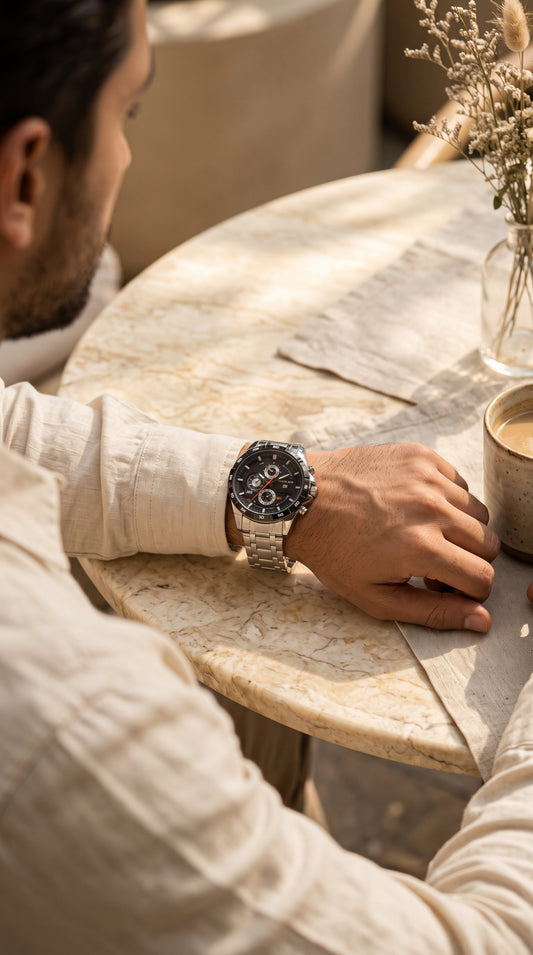 Elva‘s Steel Chronograph Watch