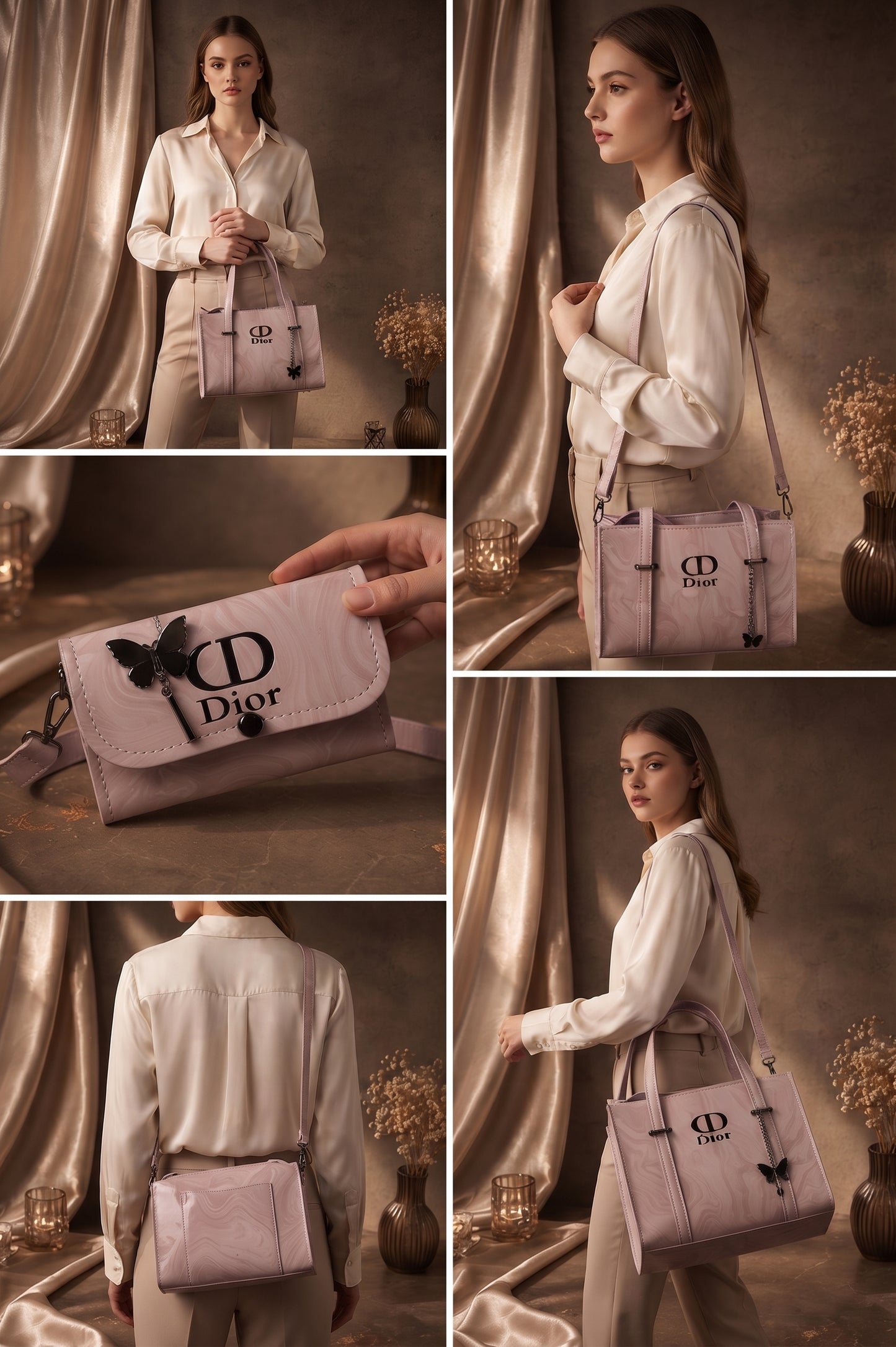Elva's Marble three piece Bag