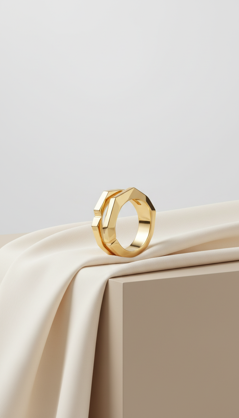 Geometric Sculpted Gold Ring