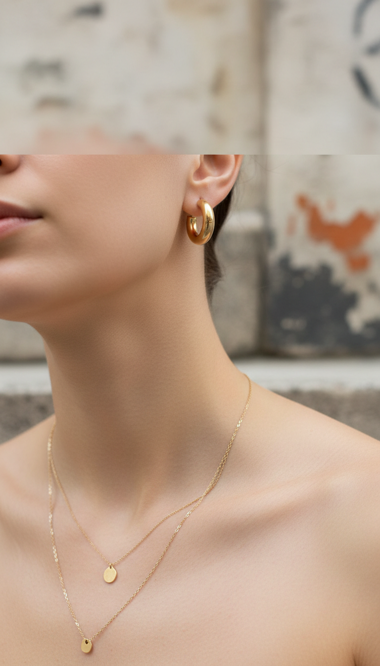 Chunky gold hoop earrings