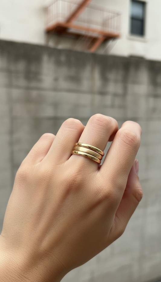 Minimalist gold rings trio
