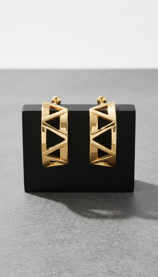 Geometric gold hoop earrings