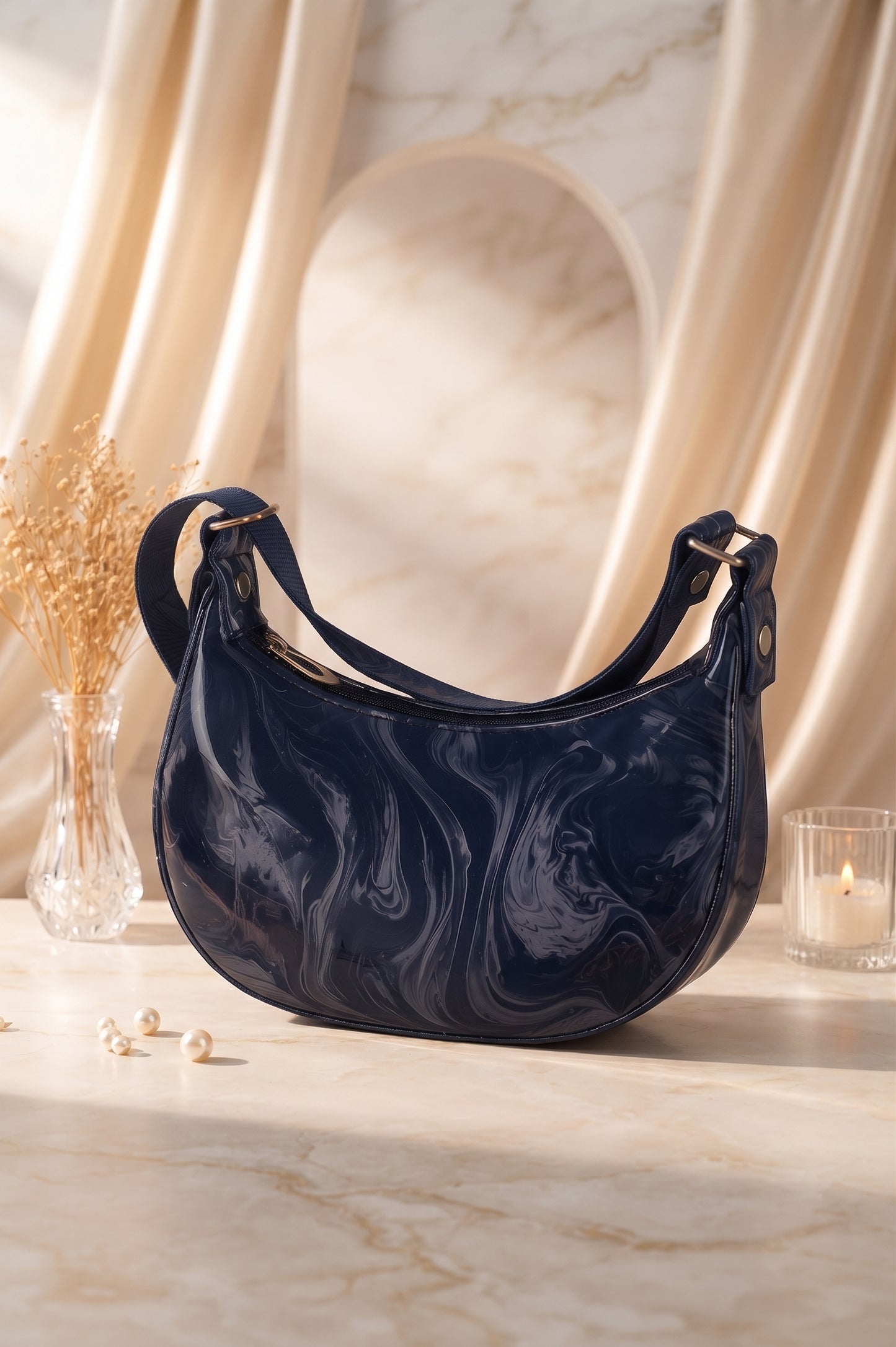 Elva‘s Midnight Marbled Hobo Bag