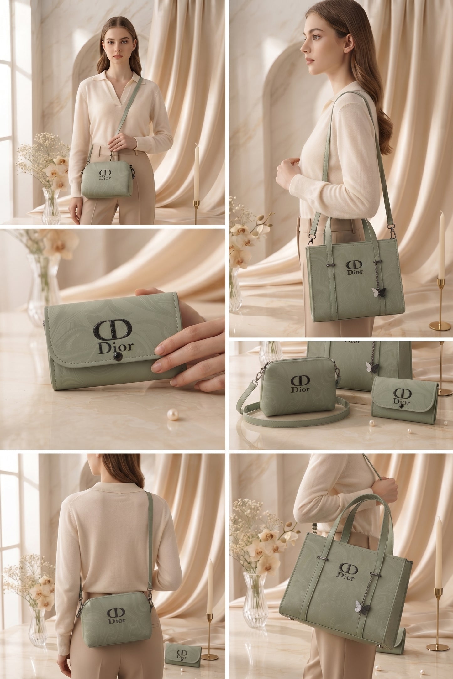 Elva's Marble three piece Bag
