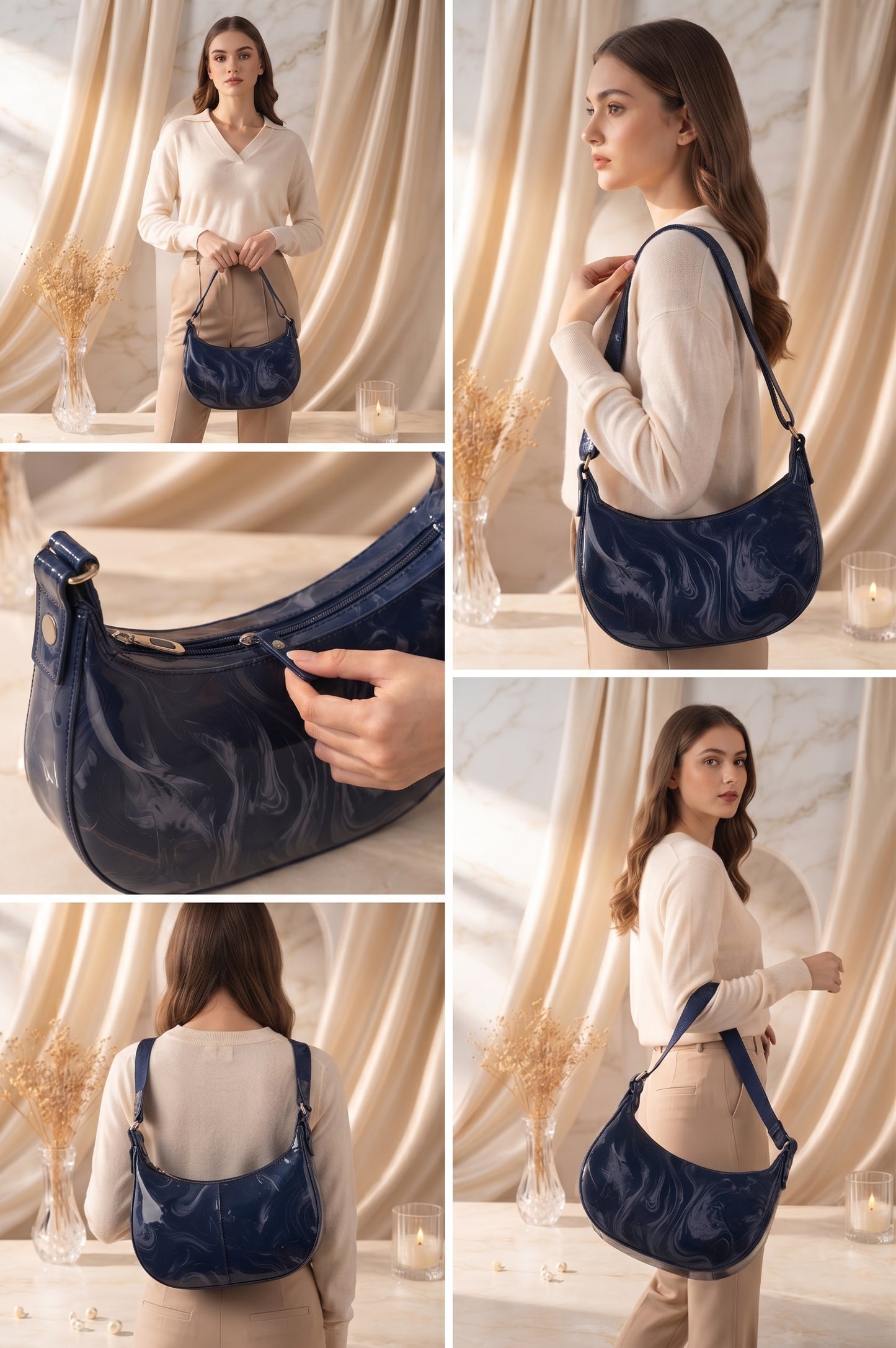 Elva‘s Midnight Marbled Hobo Bag